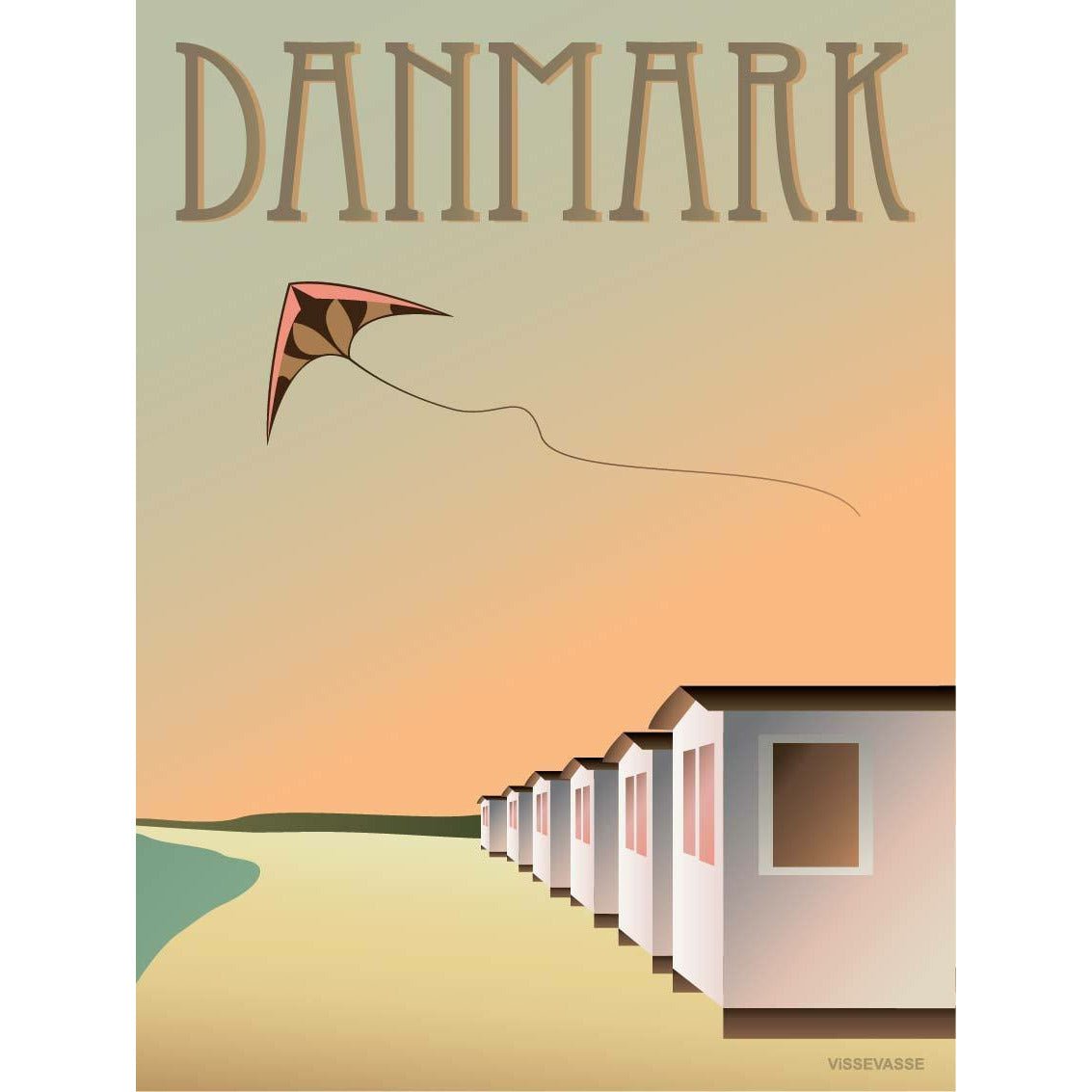 Vissevasse Dänemark Strandhäuser Poster, 30 x40 cm