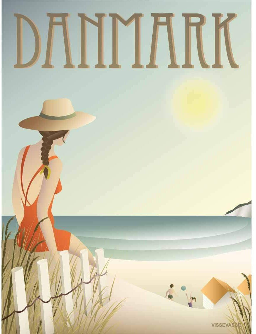 Vissevasse Dänemark Beach Poster, 15 x21 cm