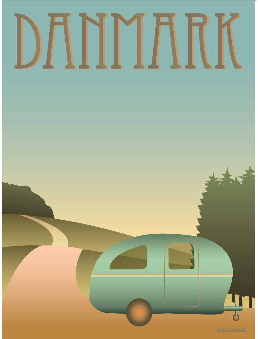 Affiche de camping Vissevasse Danemark, 15 x21 cm