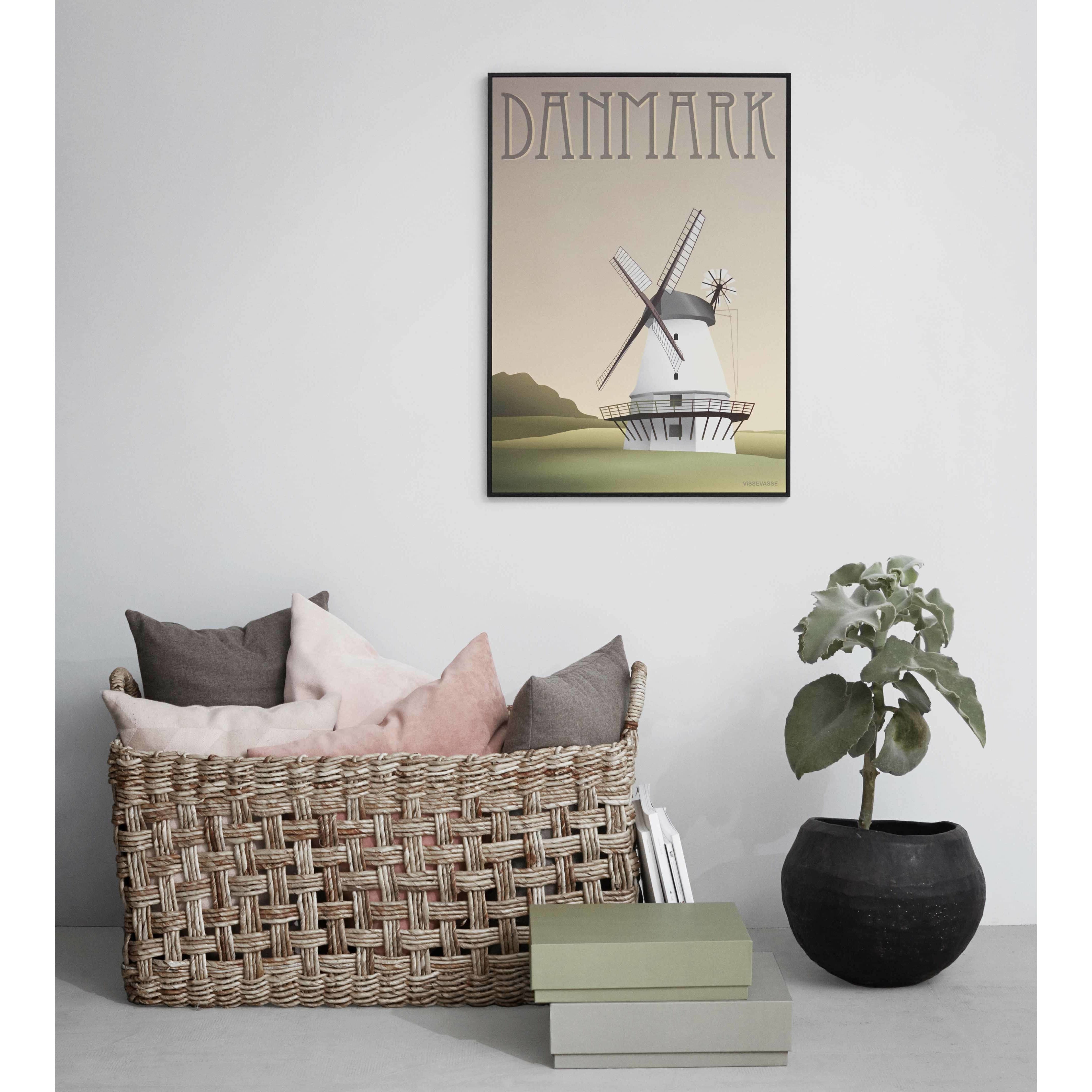 Vissevasse Danmark Mill -plakat, 50 x70 cm