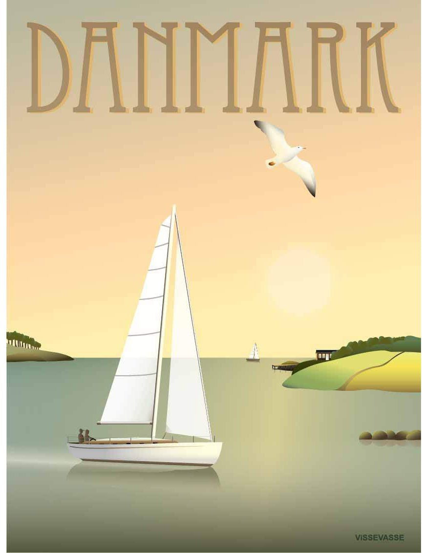 Vissevasse Denmark Sailboat Poster, 15 X21 Cm