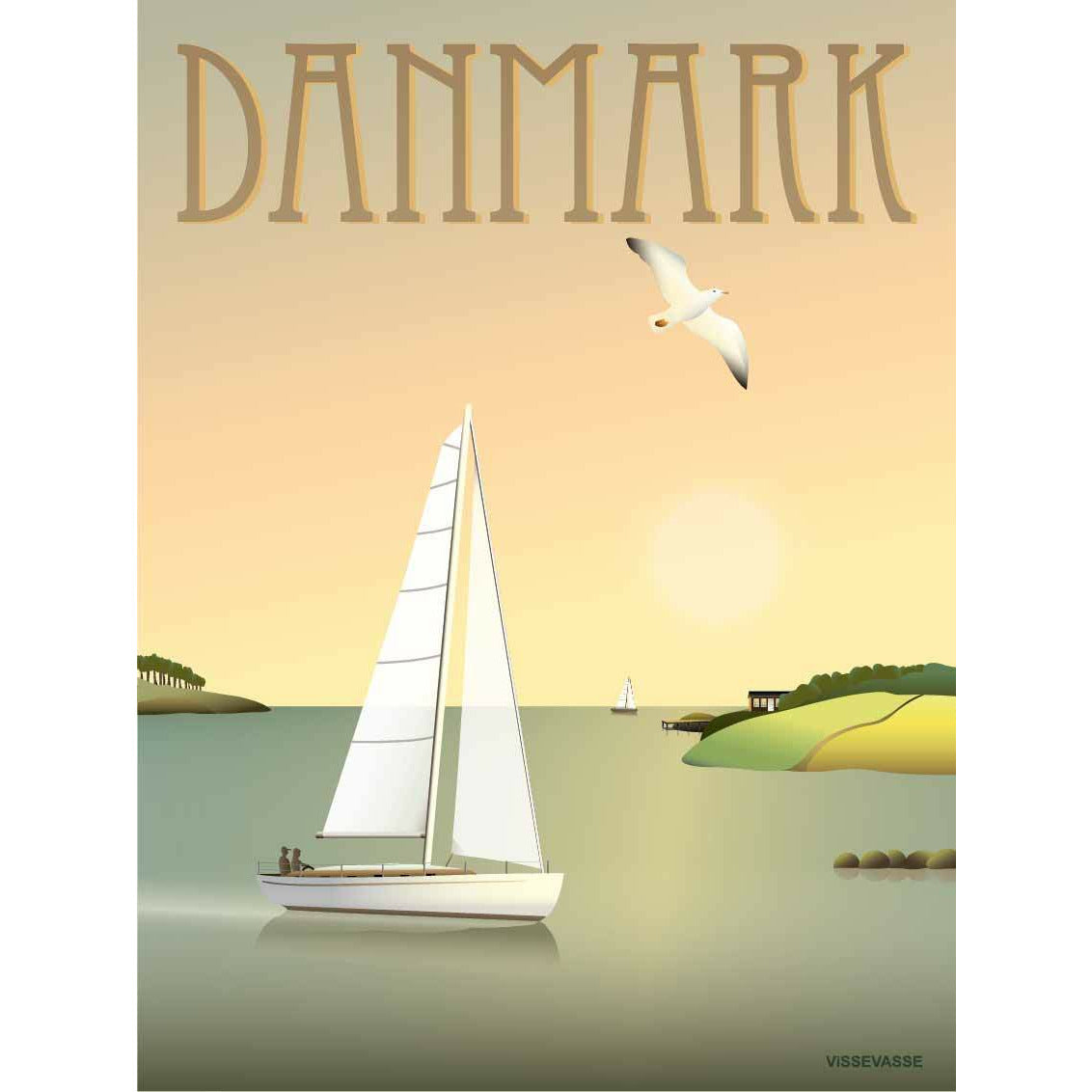 Vissevasse Denemarken zeilbootposter, 30 x40 cm