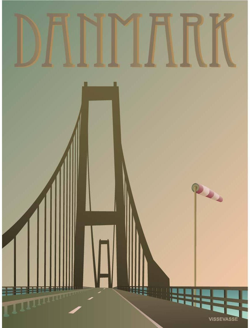 Vissevasse Denmark Storebælts Bridge Poster, 15 X21 Cm