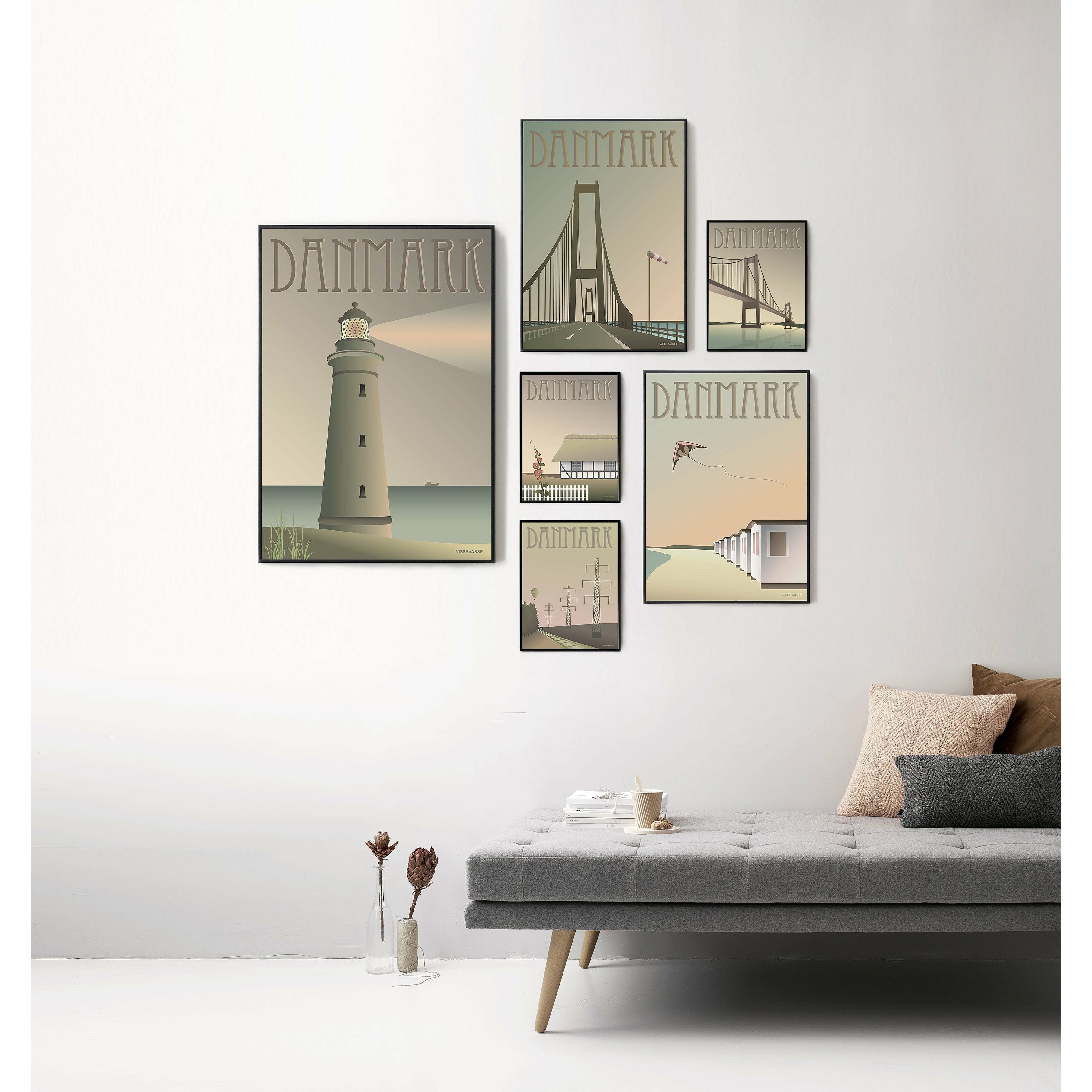 VISSEVASSE DENMARK STORBæLTS BRIDGE POSTER, 30 x 40 cm