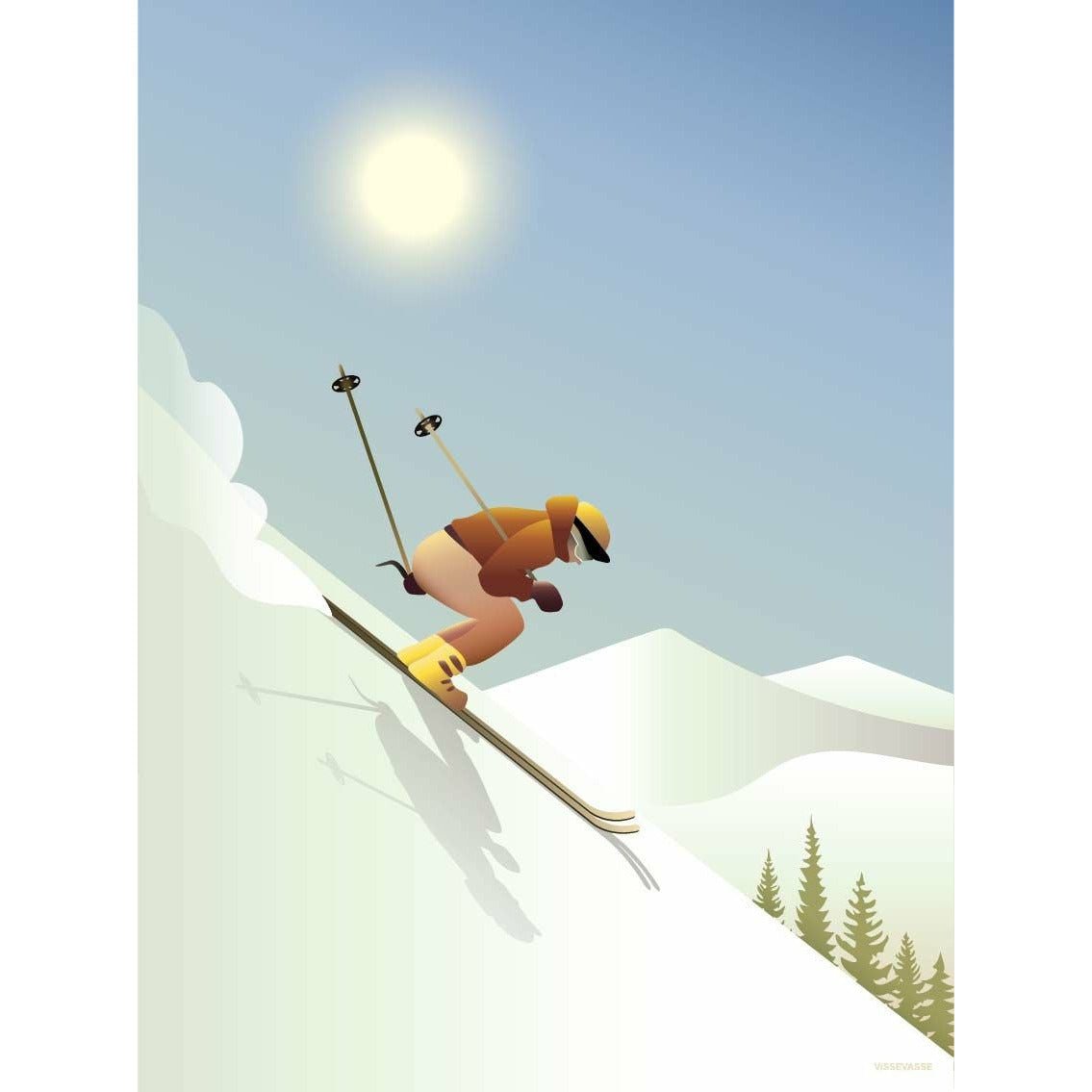 Vissevasse Downhill Skiing Poster, 15x21 cm