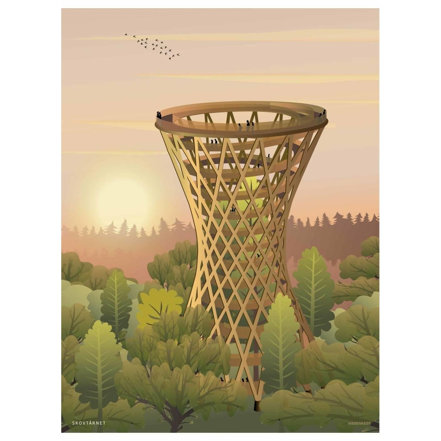 Vissevasse Forest Tower plakat, 15 x 21 cm