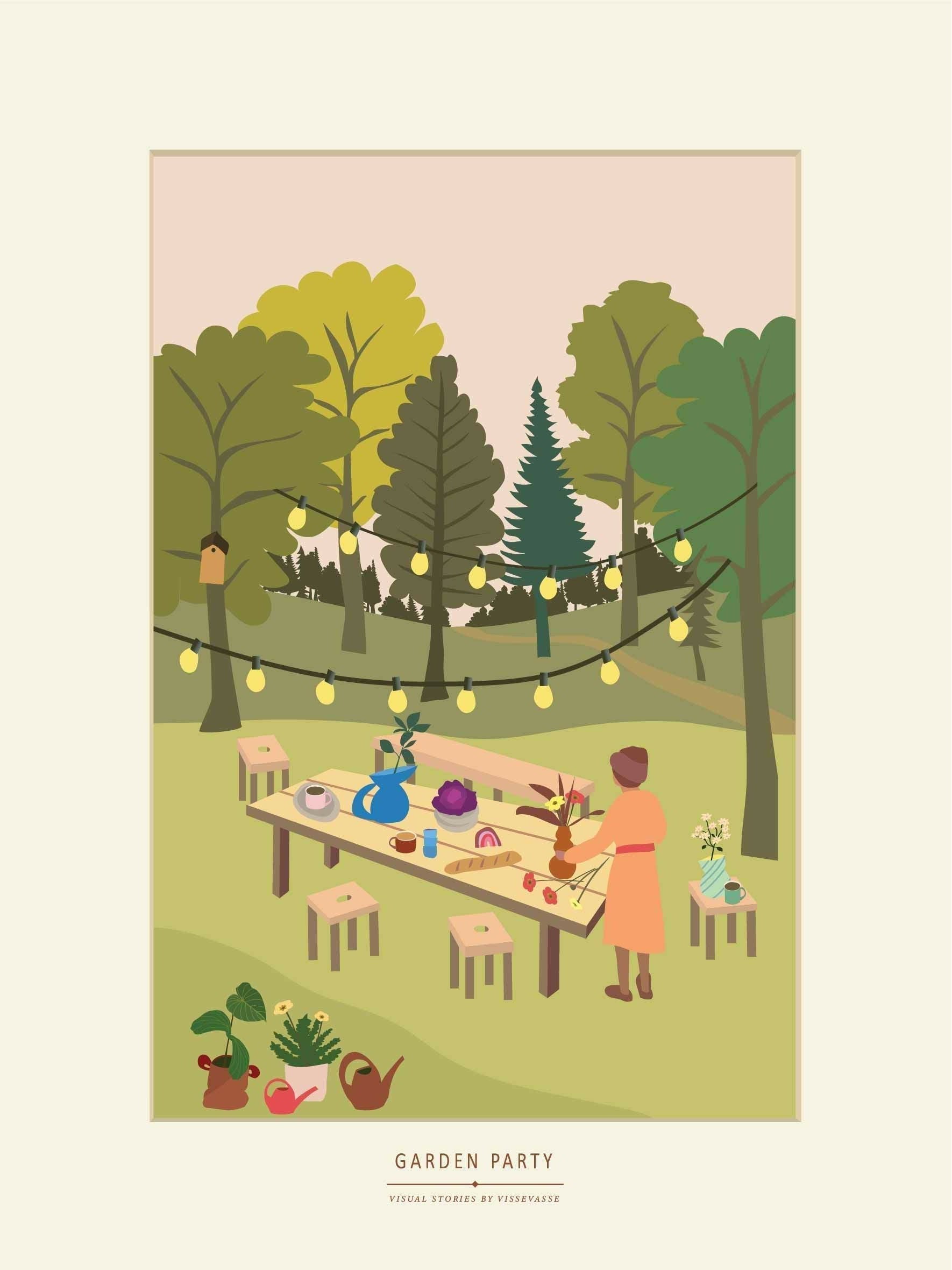 Vissevasse Garden Party Poster, Limited Edition, 50x70 Cm