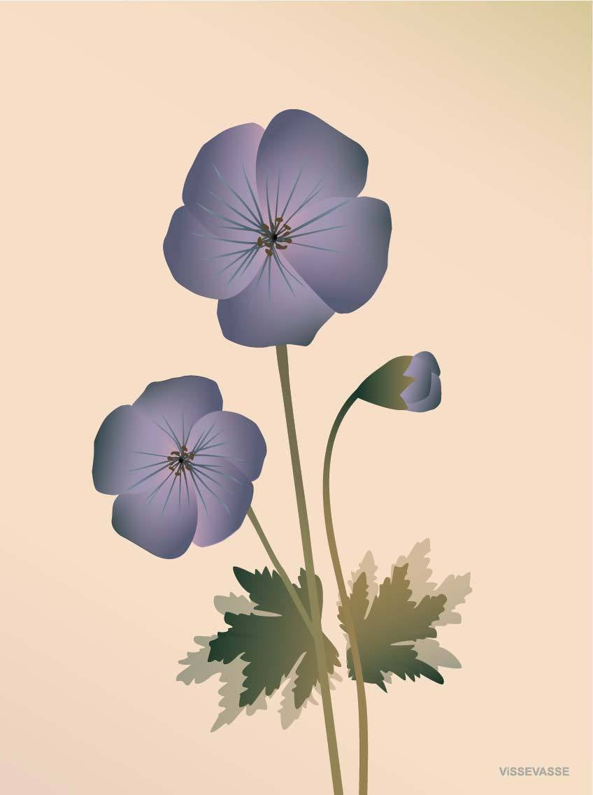 Vissevasse geranium plakat 15 x21 cm, nøgen