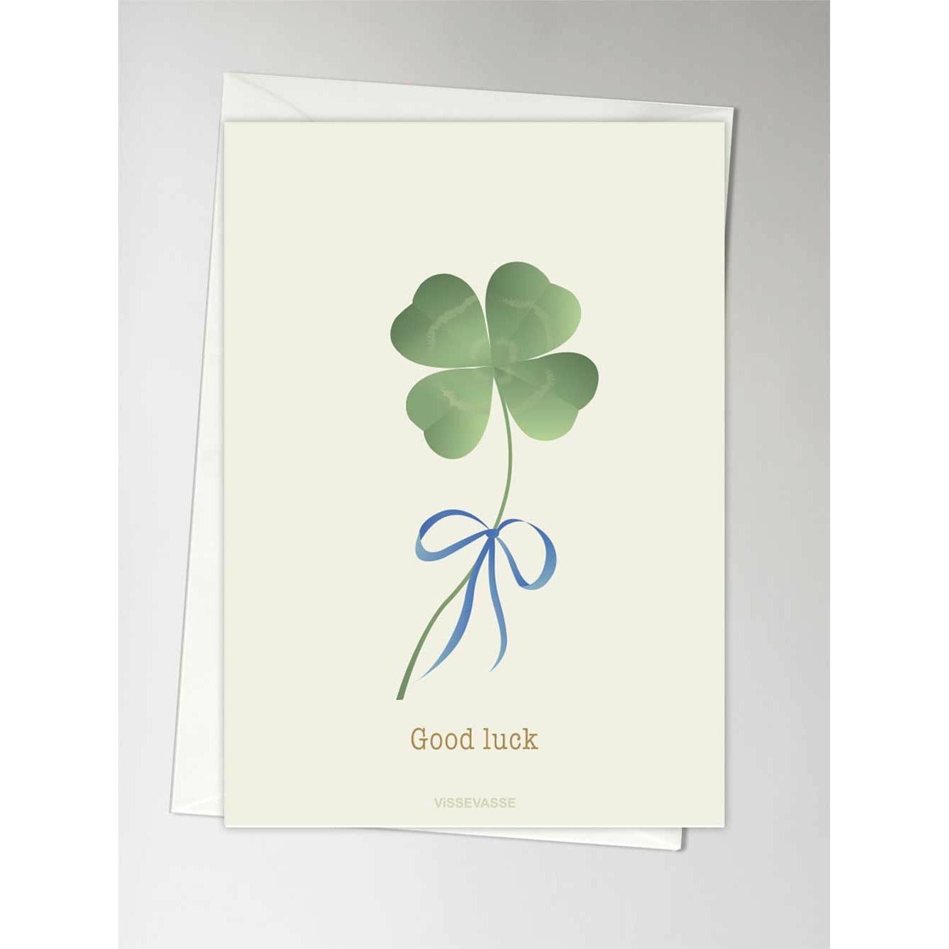 Vissevasse Good Luck Blue Ribbon Carte de voeux, A6