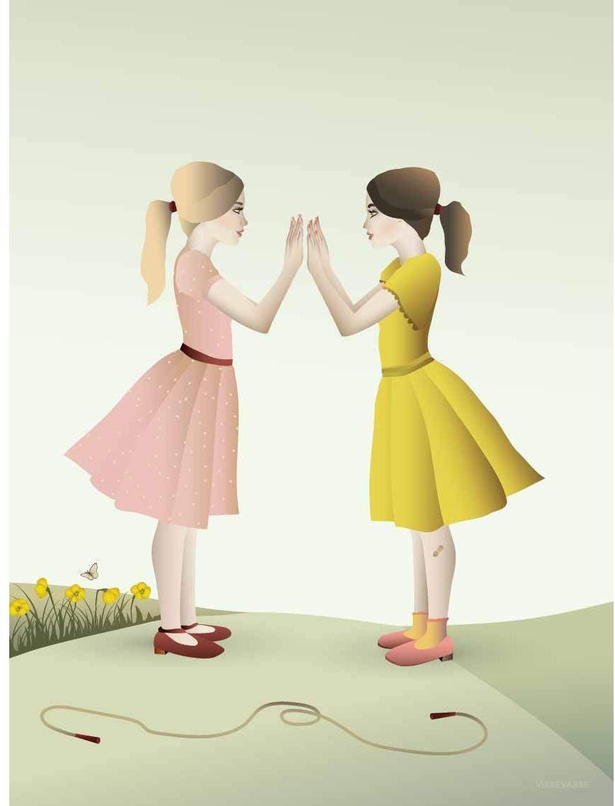 Vissevasse Hand Claping Girl Poster, 15 x21 cm