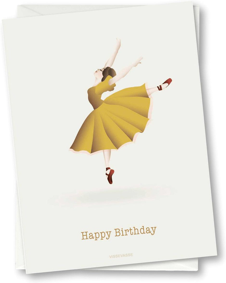 Vissevasse Happy Birthday Ballerina Grußkarte, 10,5x15 cm