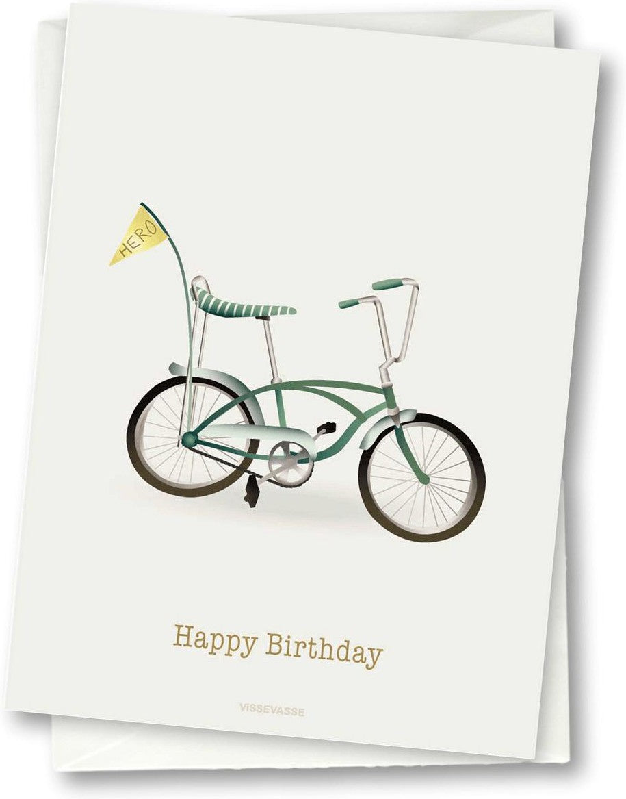 Vissevasse Happy Birthday Bicycle Greeting Carte, 10,5x15cm