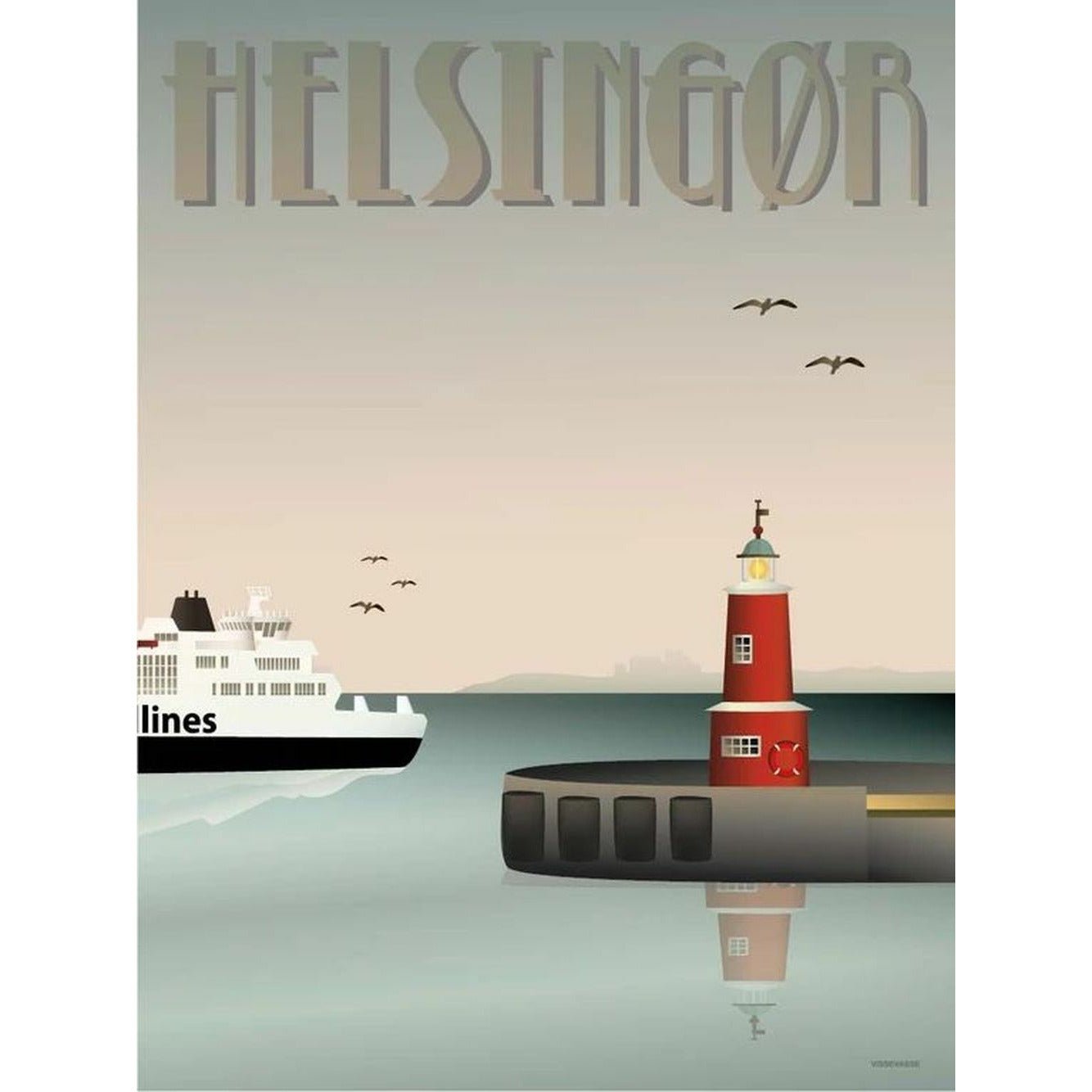 Vissevasse Helsingør Harbor Poster, 15 x21 cm