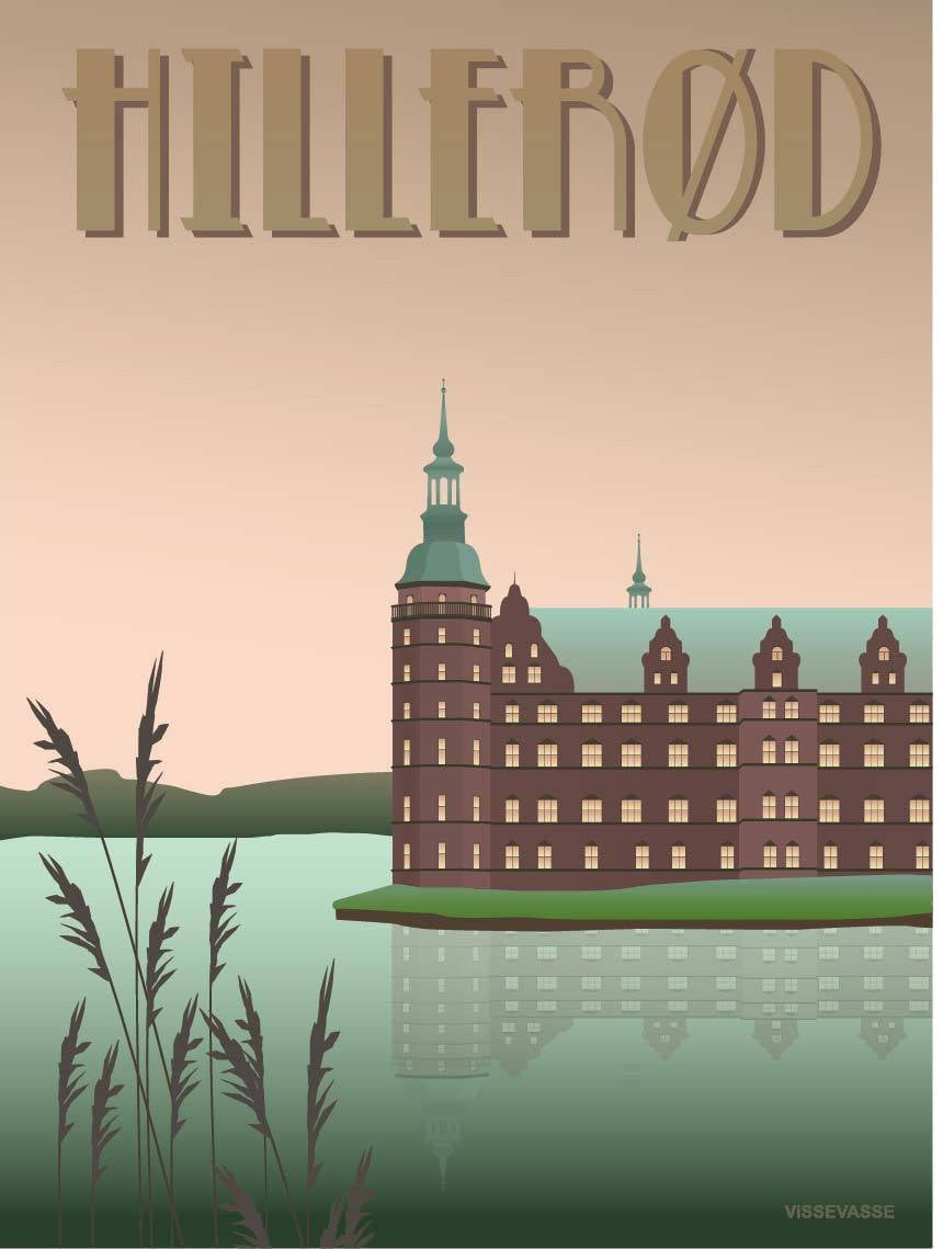 Vissevasse Hillerør Castle Plakat, 15 x21 cm