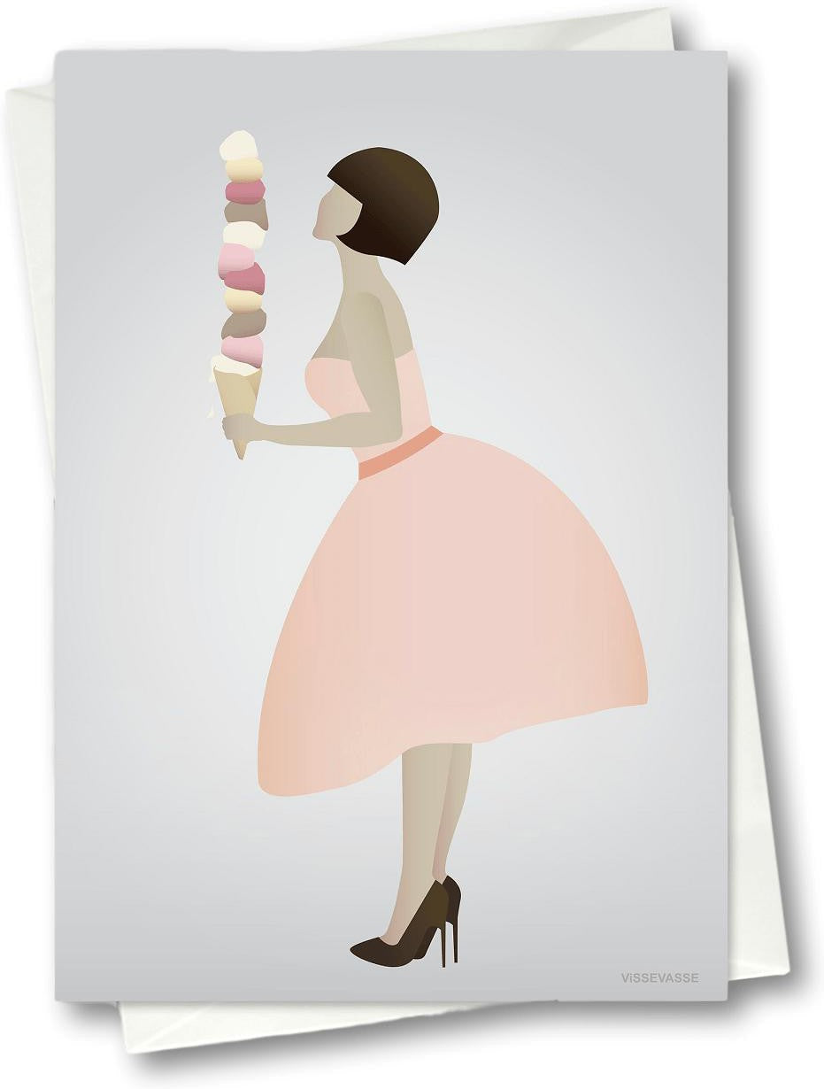 Vissevasse Ice Cream Lady Greeting Card, 10,5x15cm