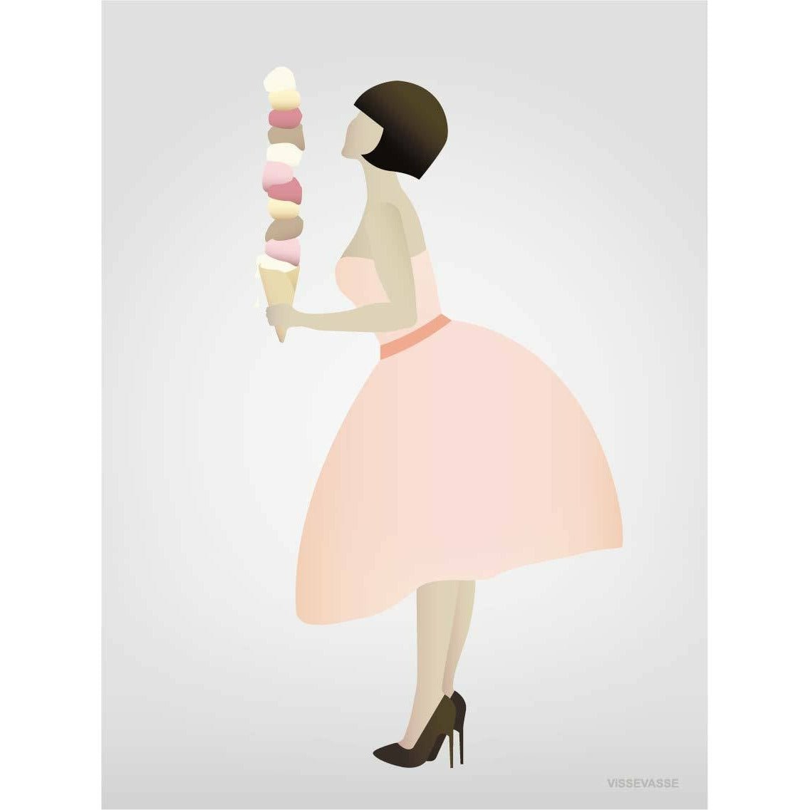 Vissevasse Ice Cream Lady Poster, 50 x70 cm