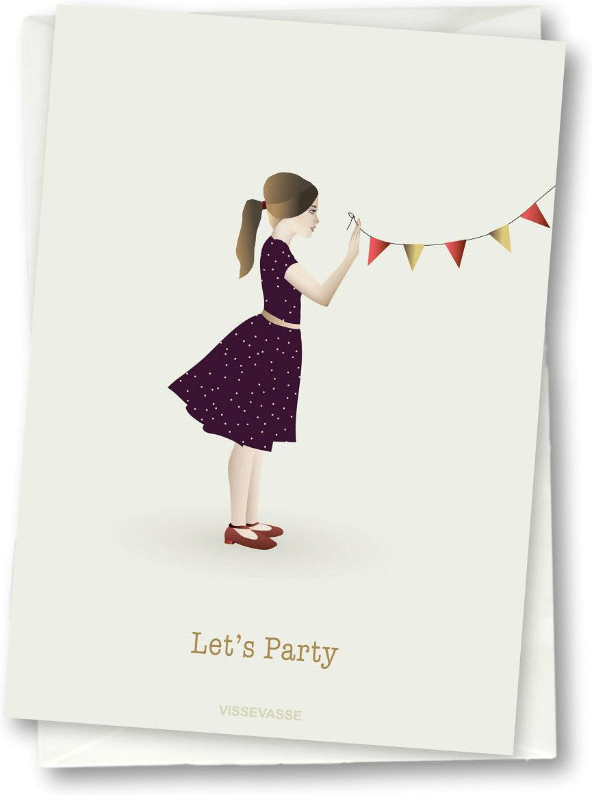 Vissevasse Let's Party Greeting Card, 10,5x15cm