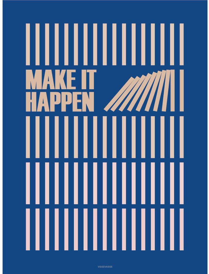 Vissevasse Make It Happen Poster 15 X21 Cm, Blue