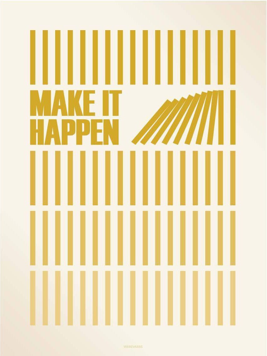 Vissevasse Make It Happen Poster 15 X21 Cm, Yellow