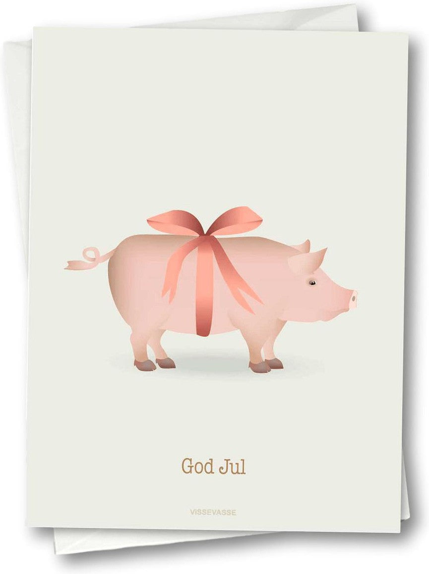 Vissevasse Merry Christmas Marzipan Pig Greeting Card, 10,5x15cm