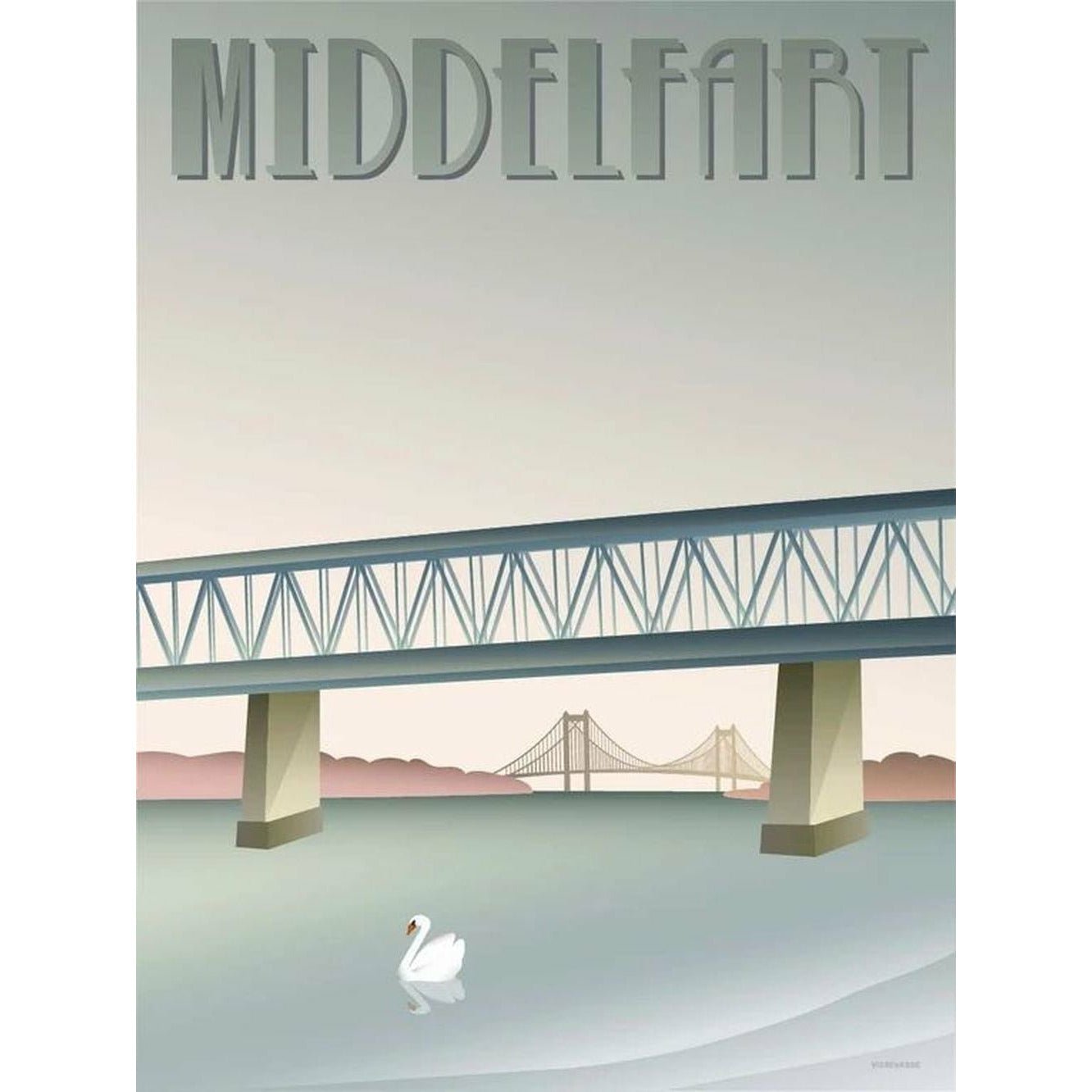 Poster Vissevasse MiddElart Old Bridge, 15 x21 cm