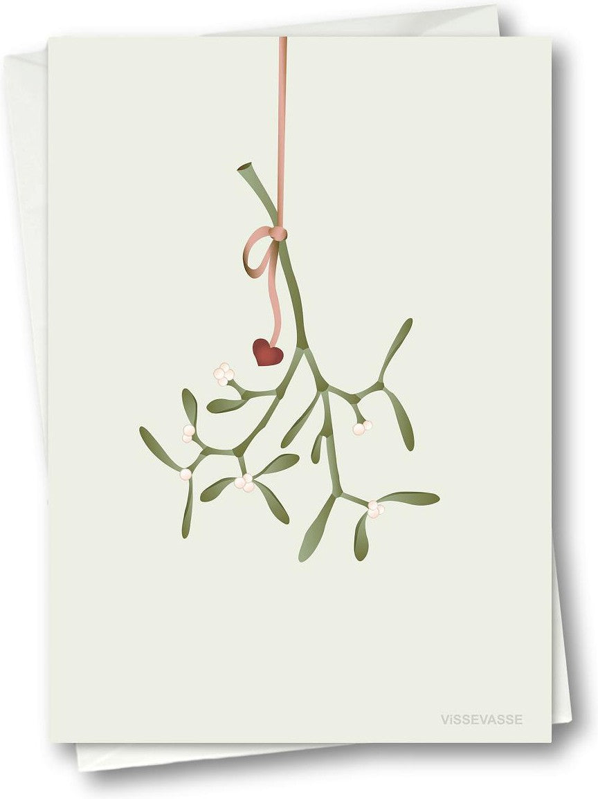 Vissevasse Mistletoe -wenskaart, 10,5x15 cm