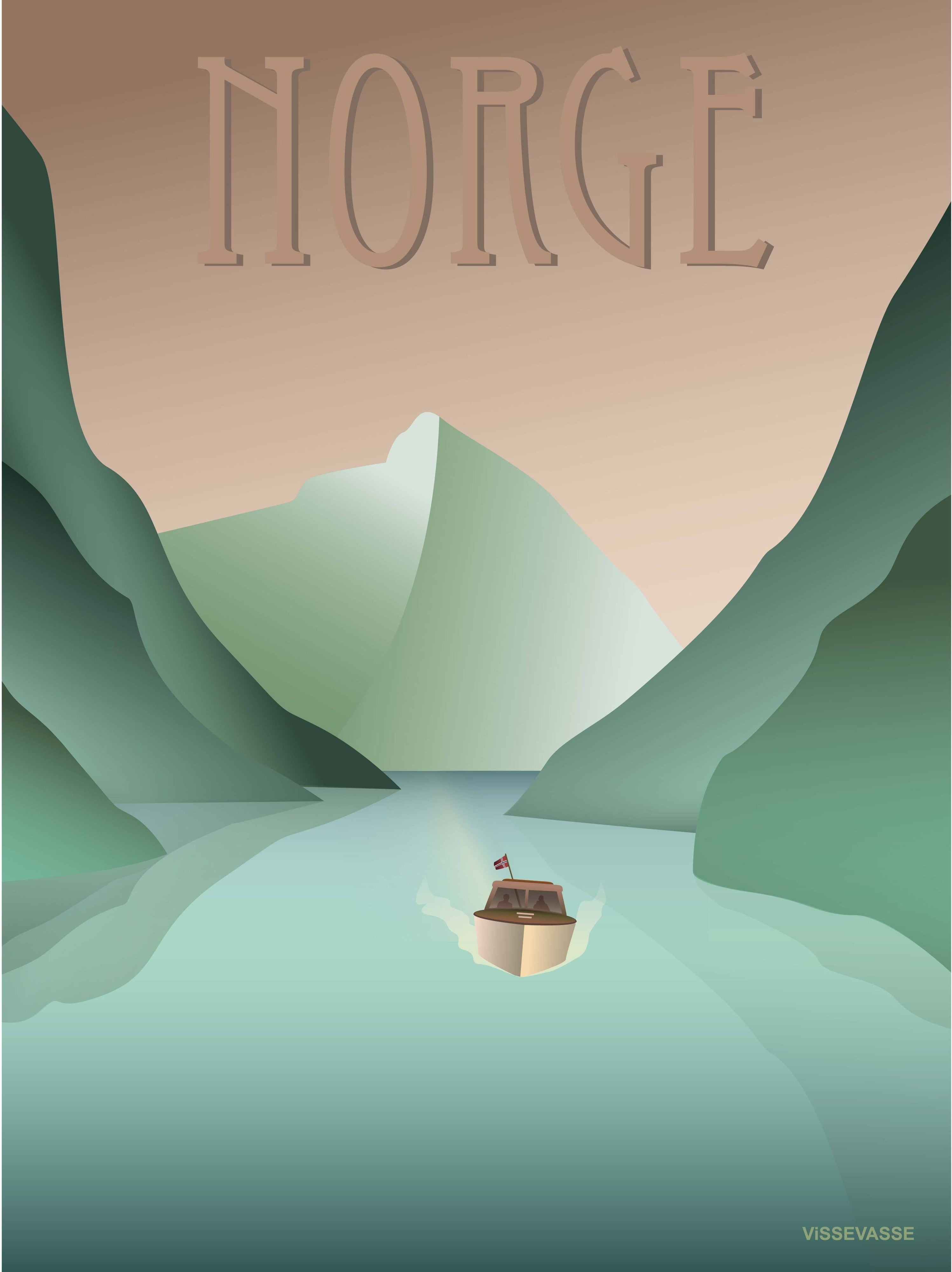 Vissevasse Norway Fjord Poster, 15 X21 Cm