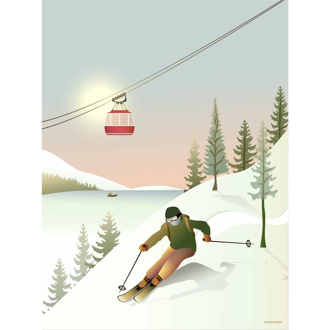 Affiche de ski offpiste Vissevasse, 15x21 cm