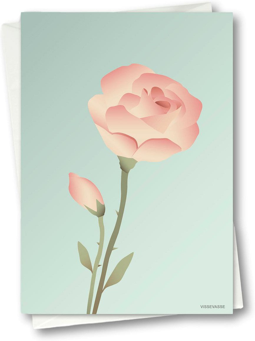 Vissevasse Rose Greeting Card 10.5 X15 Cm, Mint