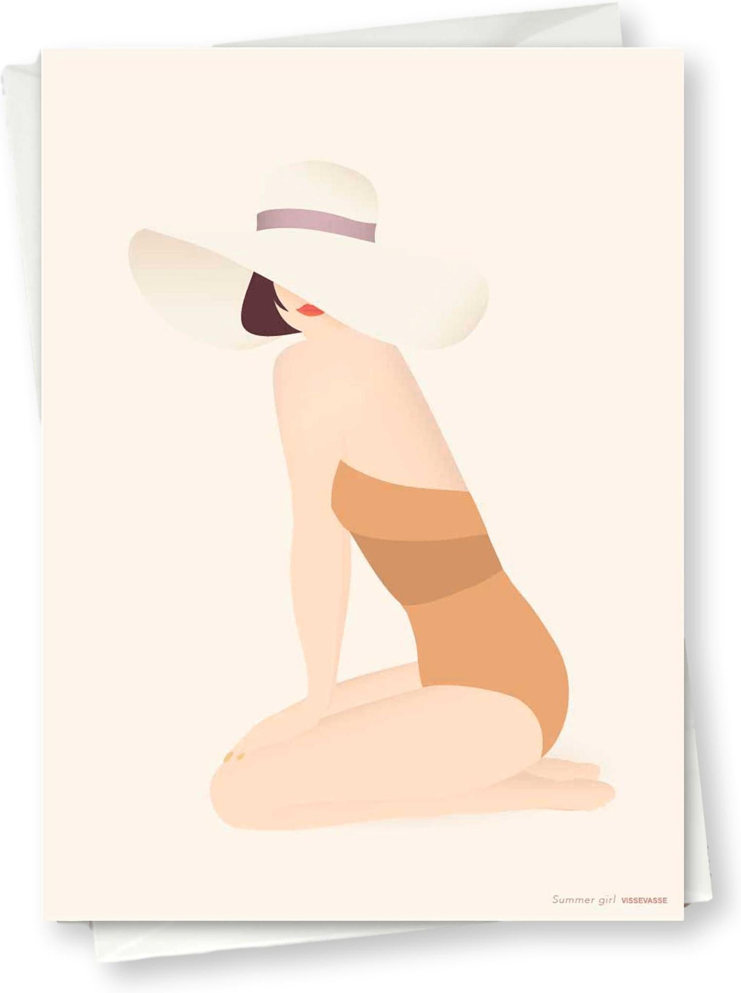 Vissevasse Summer Girl Greeting Card, 10x15 Cm