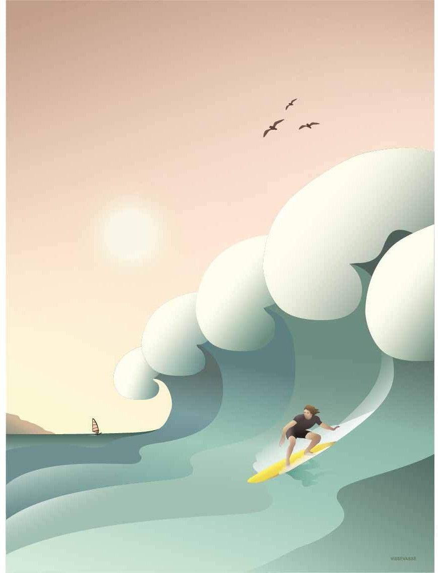 Vissevasse -Surfer -Poster, 15 x21 cm