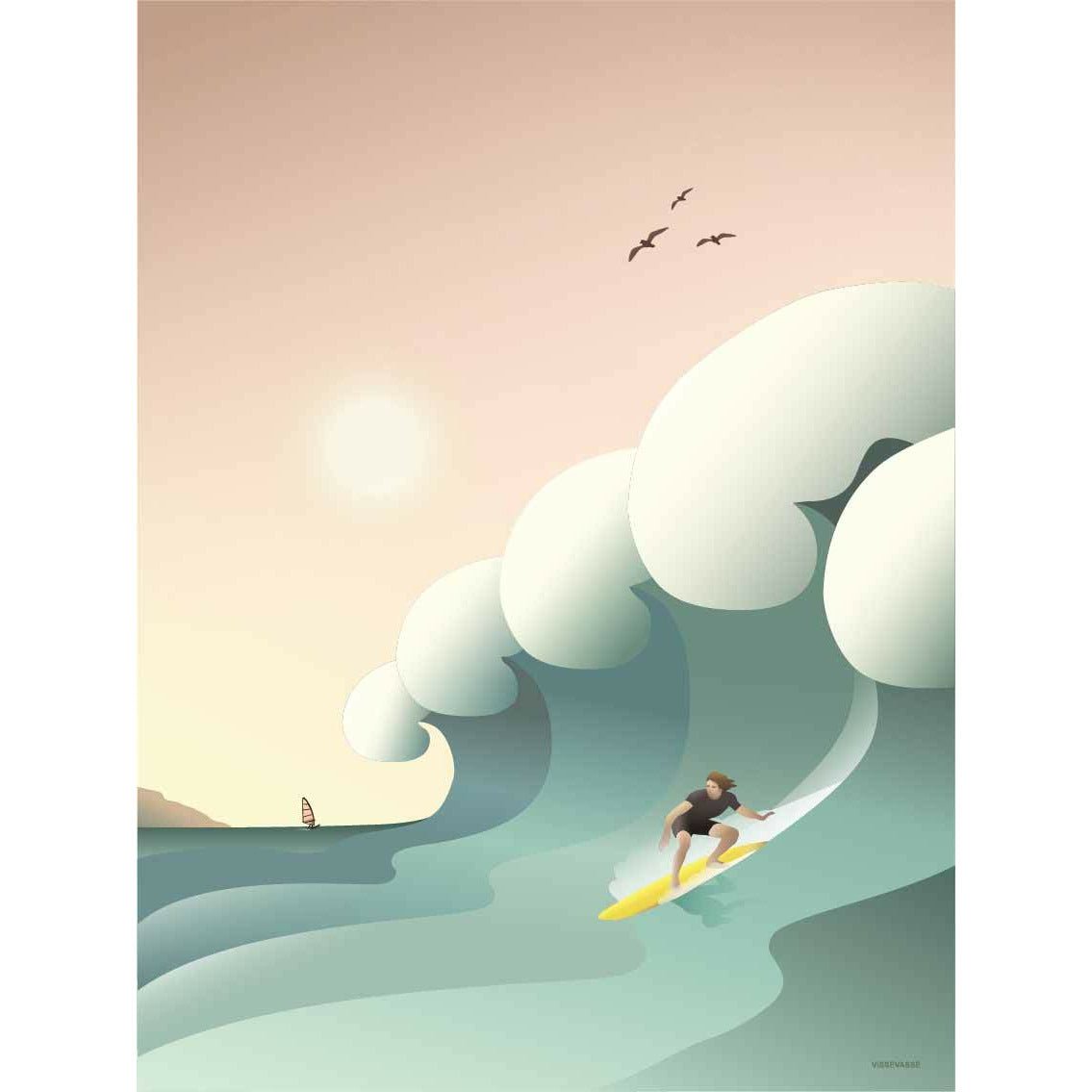 Vissevasse surfer plakat, 30 x40 cm