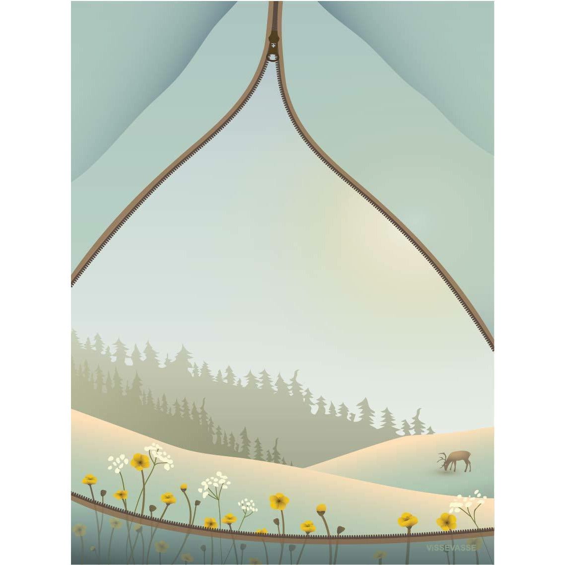 Vissevasse -tent met uitzichtposter, 30 x40 cm