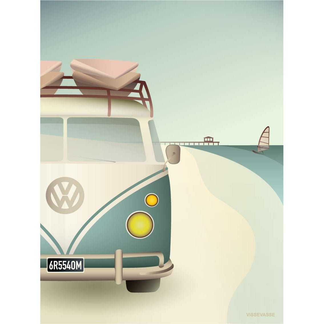 Vissevasse VW Camper Partter, 30 x40 cm