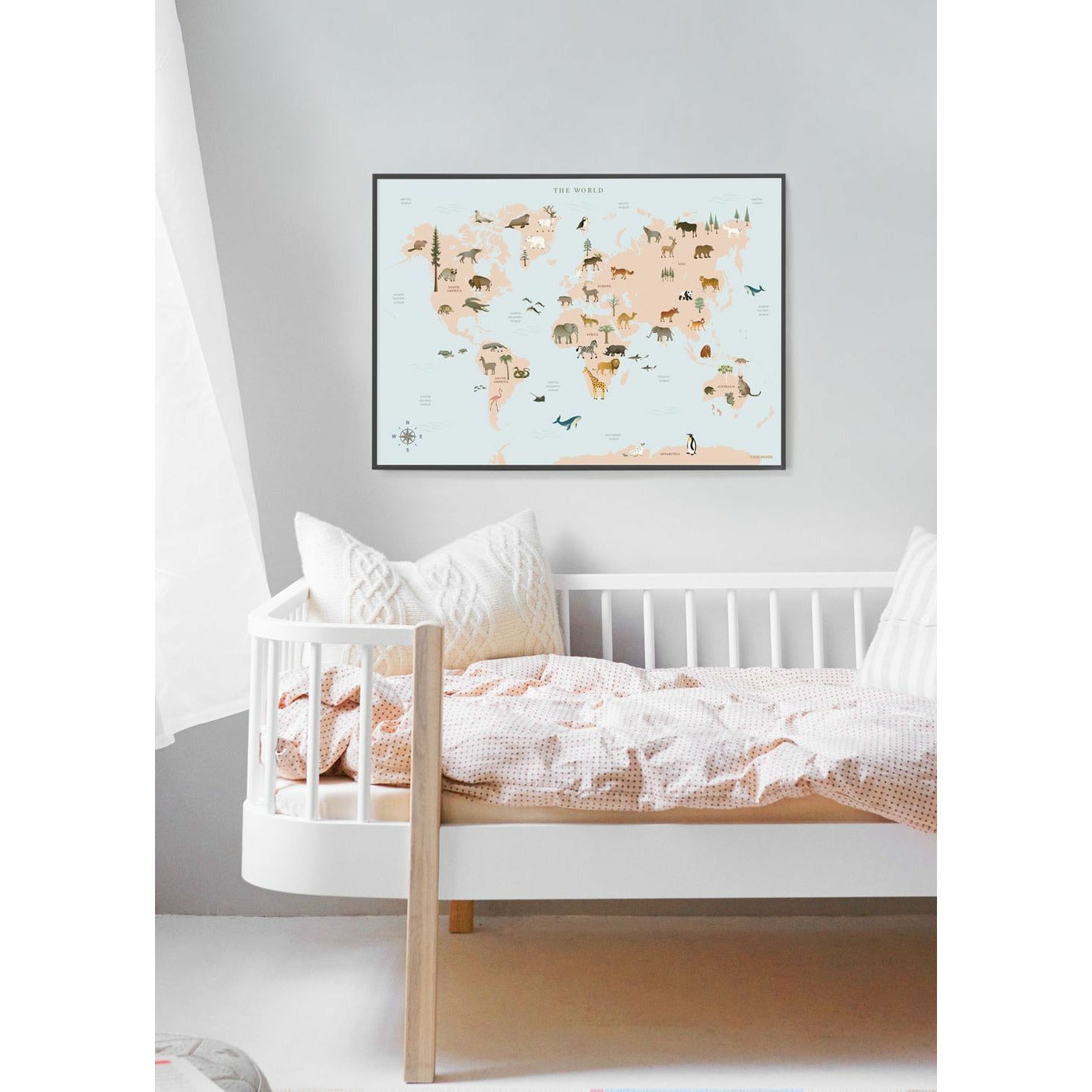 VISSEVASSE World Map Animal Poster, 50 x70 cm