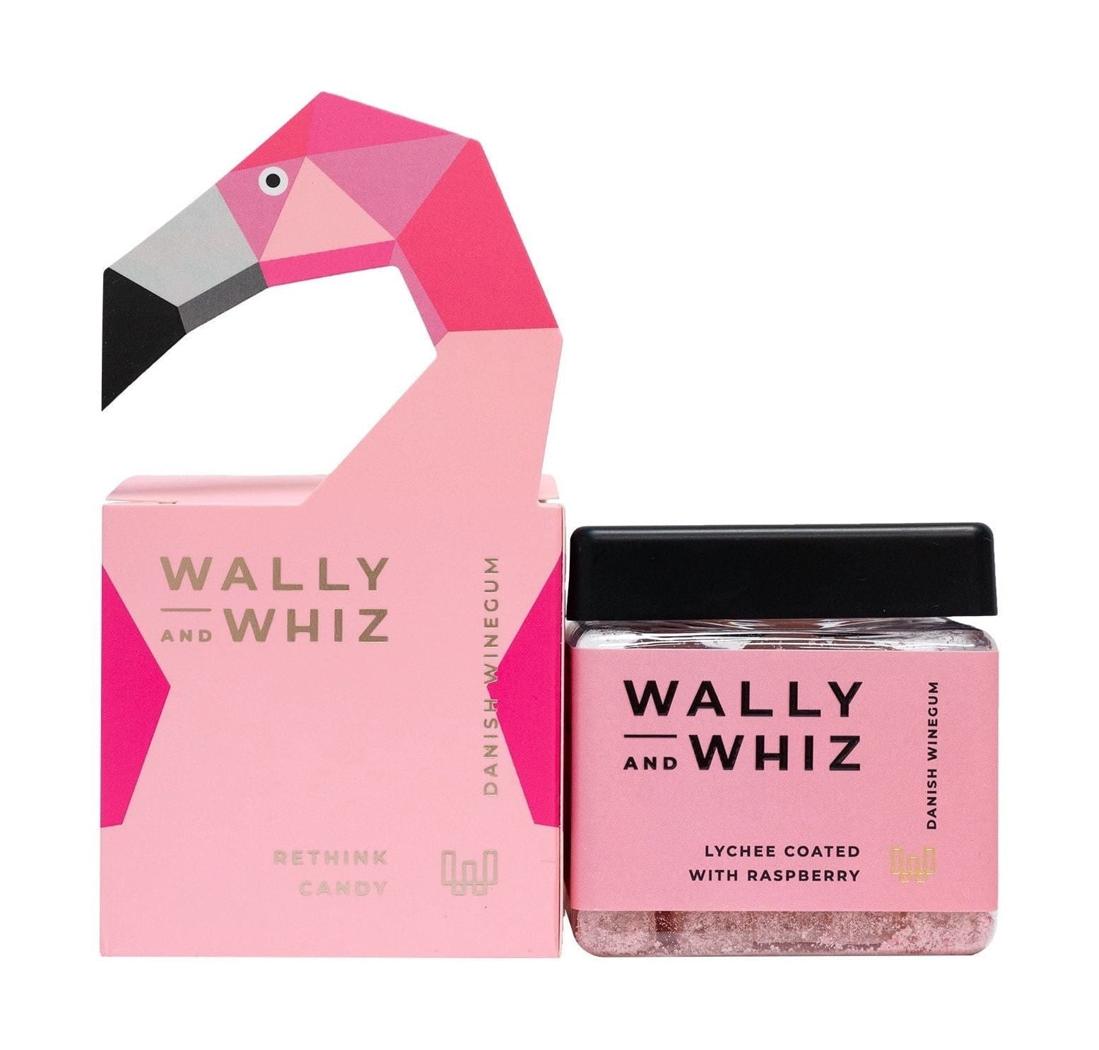 Wally och Whiz Wine Gum Cube, Flamingo Pink Lychee med hallon, 140g