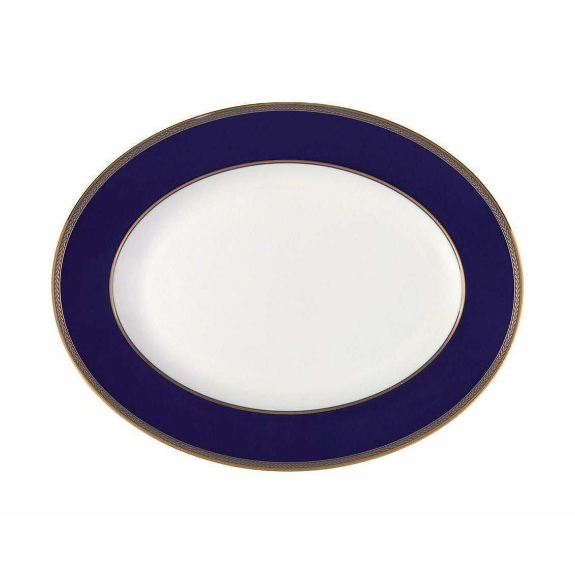 Wedgwood Renaissance Gold Oval Bowl 35 cm, weiß/blau