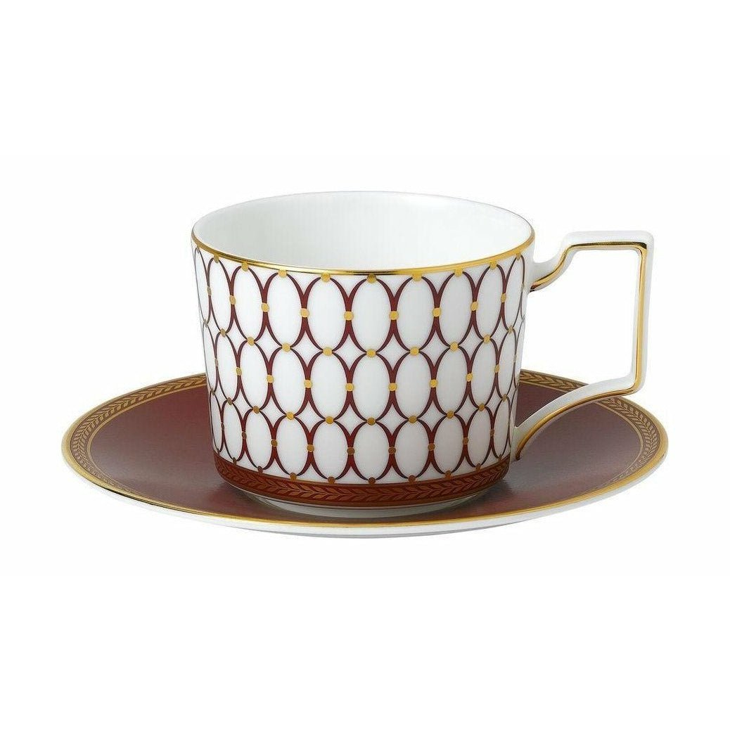 Tasse de thé rouge de la Renaissance de Wedgwood et de soucoupe