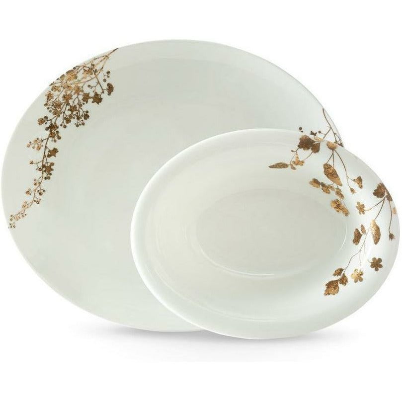 Wedgwood Vera Wang Jardin serverande inställd oval serveringsplatta och djup oval platta) 25 x20 cm