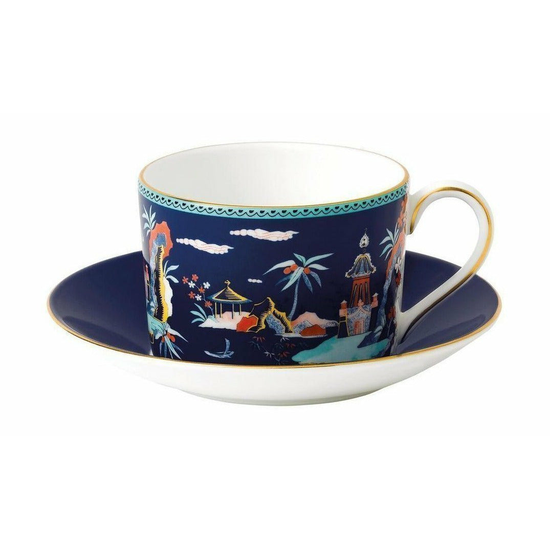 Wedgwood Wonderlust Blue Pagoda Pagoda e Caixa de presente de pires, azul