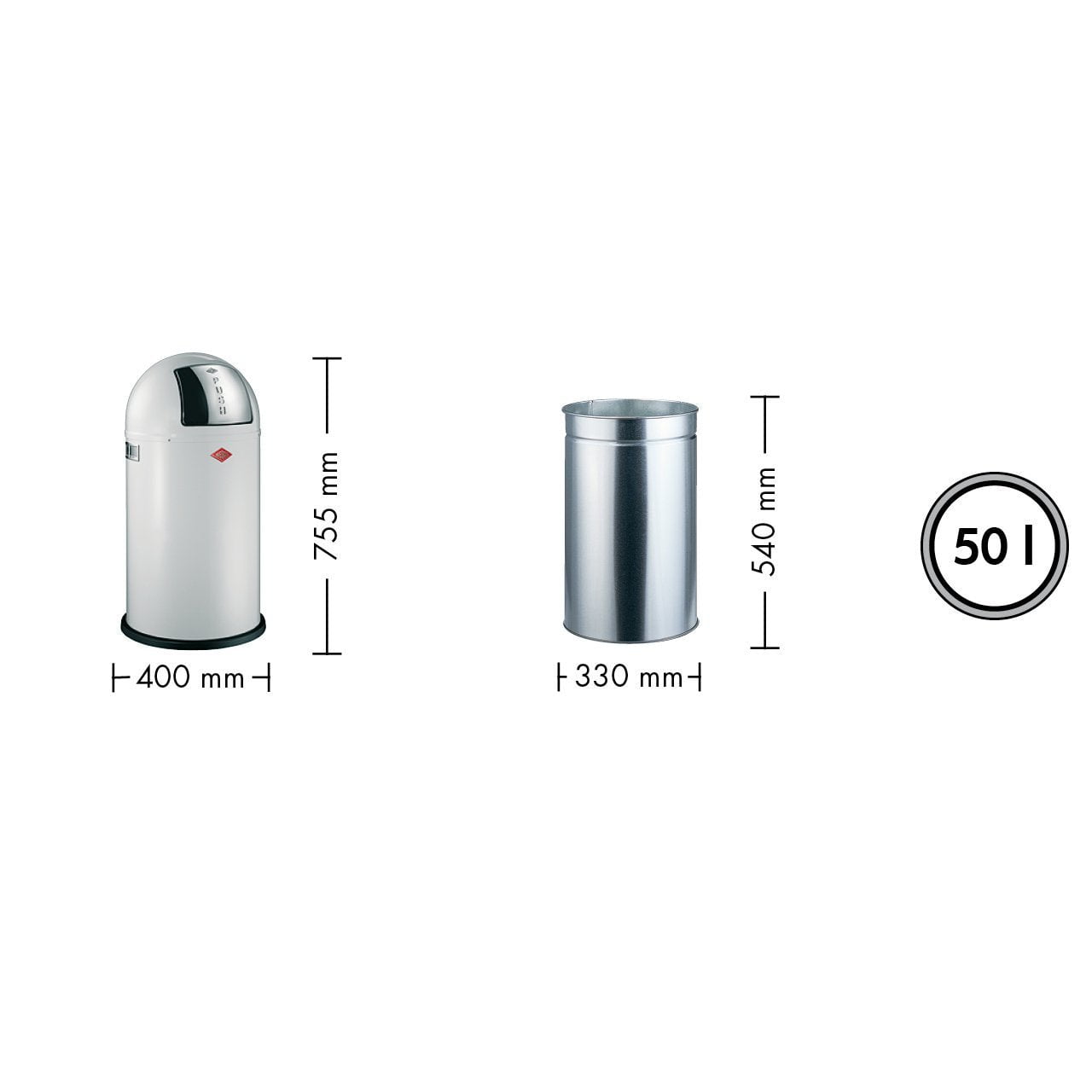 [product_category]-Wesco Pushboy 50 Litres, Cool Grey Matt-Wesco-4004519101049-175831-79-DE-WES-6