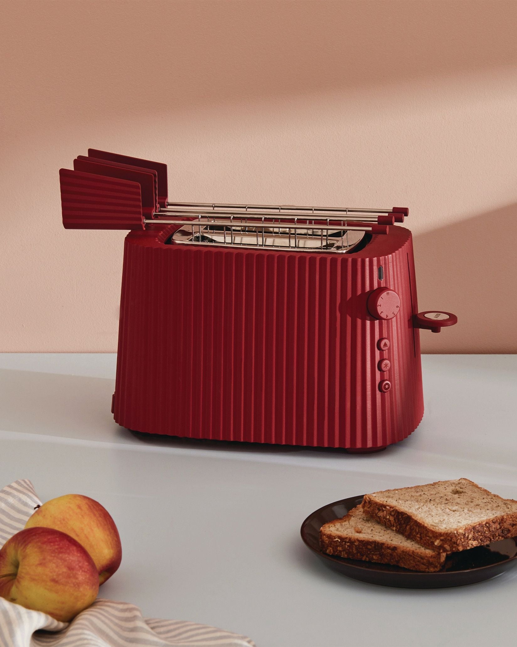 Alessi Plissé -Set von zwei Toaster -Racks, rot