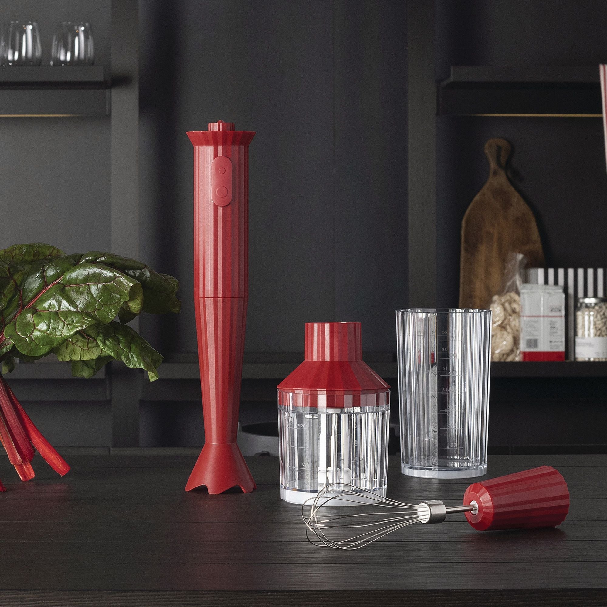 Alessi Plissé Hand Blender Set, Red