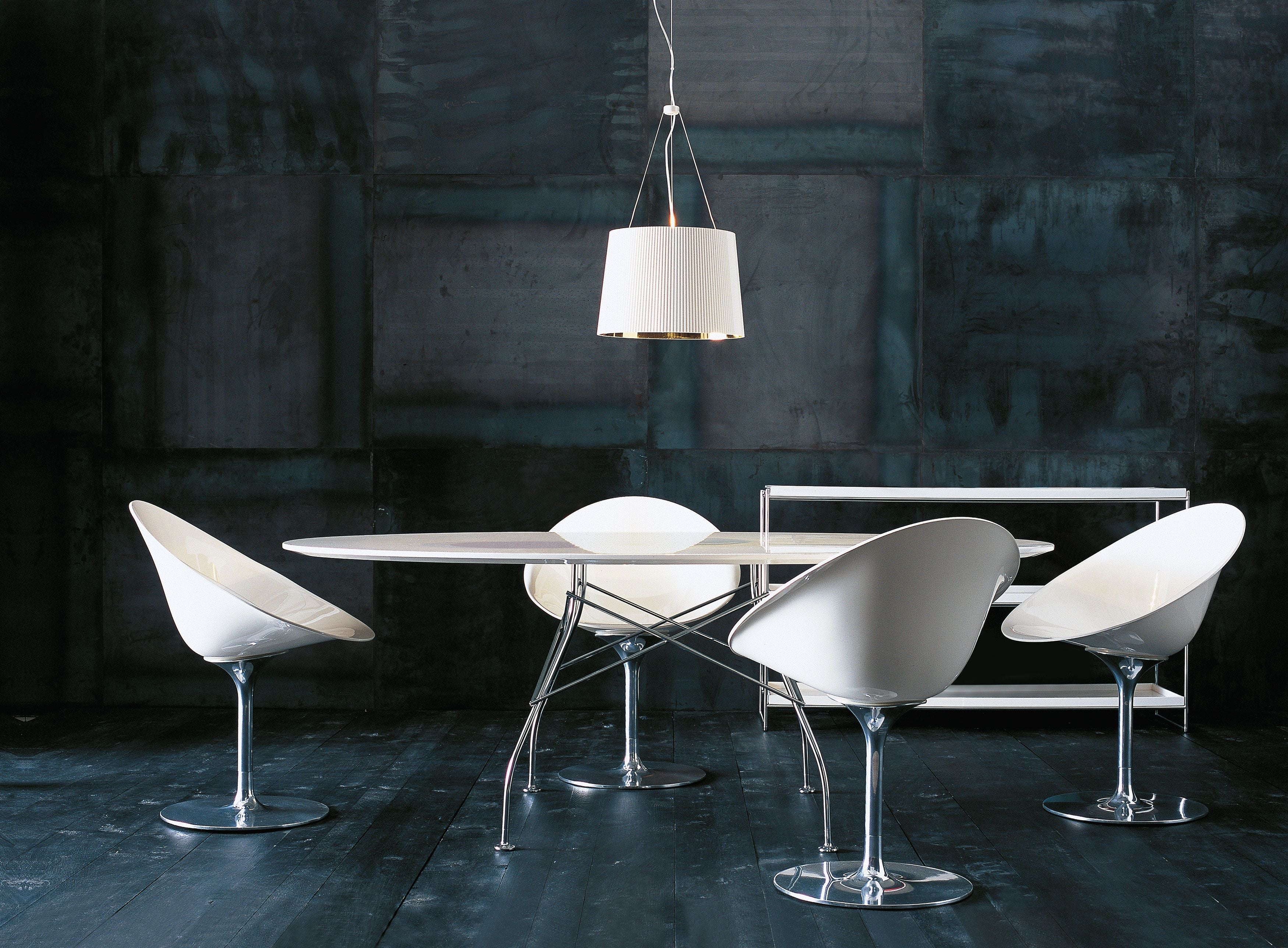 Table brillante kartell marbre ovale, Matt noir / gris tropical