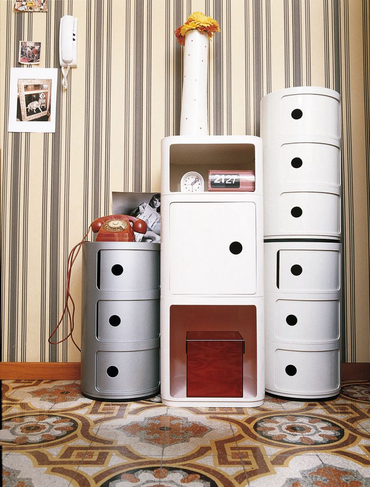 Kartell Componibili Classic Big Container 3 Elements, Silver