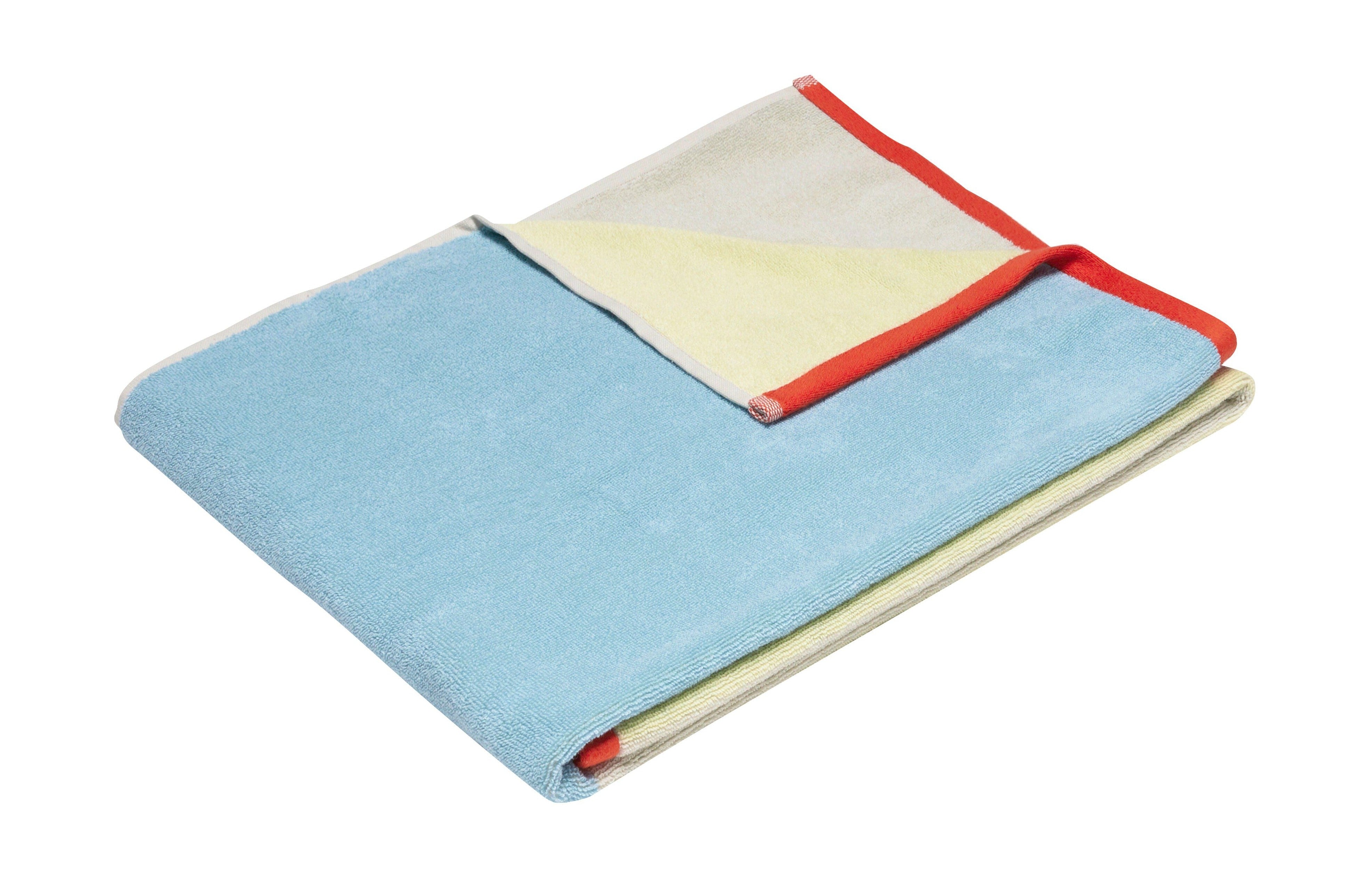Hübsch block handduk stor, ljusblå/multicolour