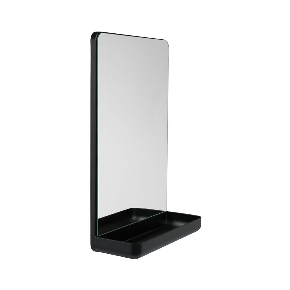 Designbuchstaben Wandspiegelspiegelregal, schwarz