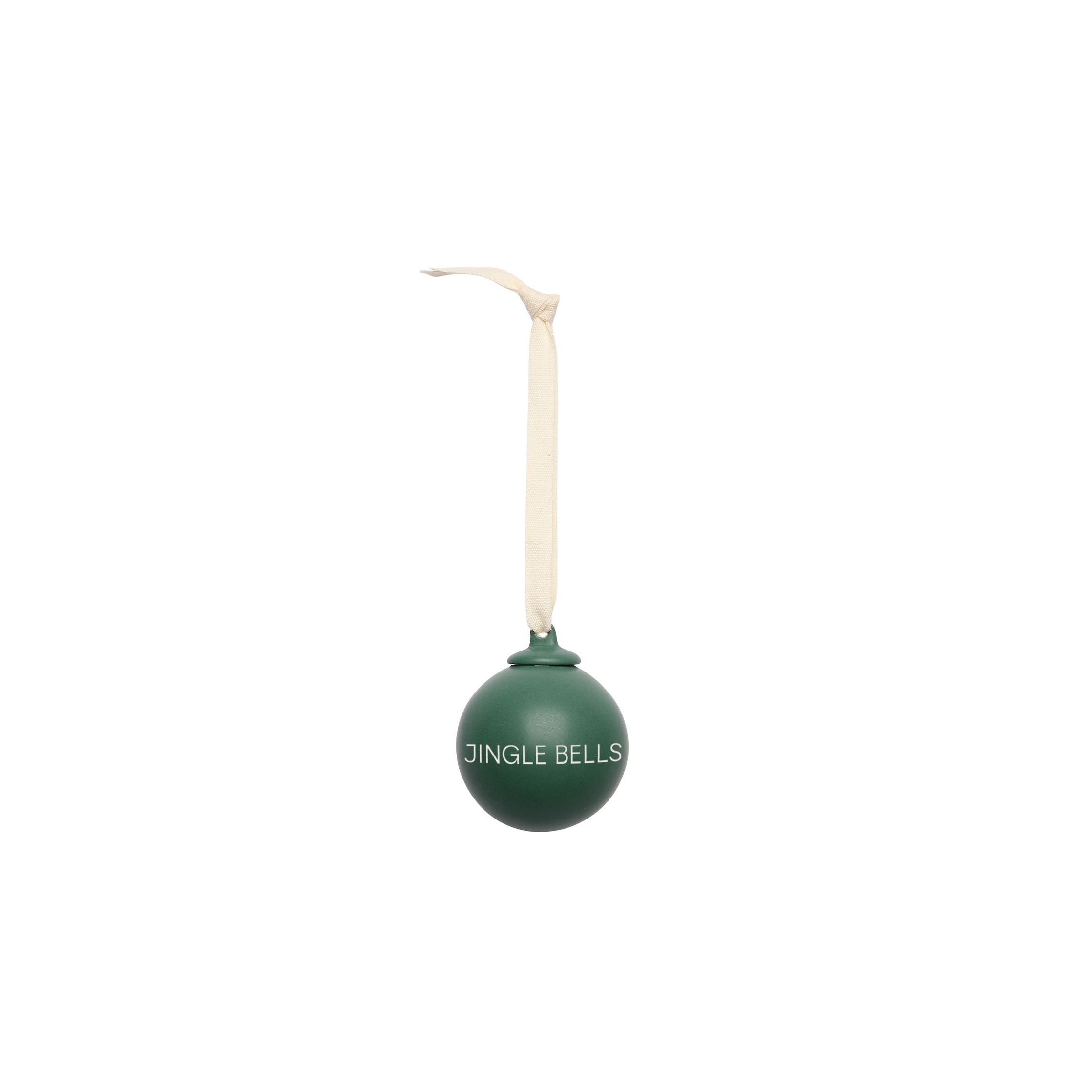 Design Letters Xmas Stories Ball Pendants 40mm (Set Of 4 Pcs), Dark Green/Dusty Green