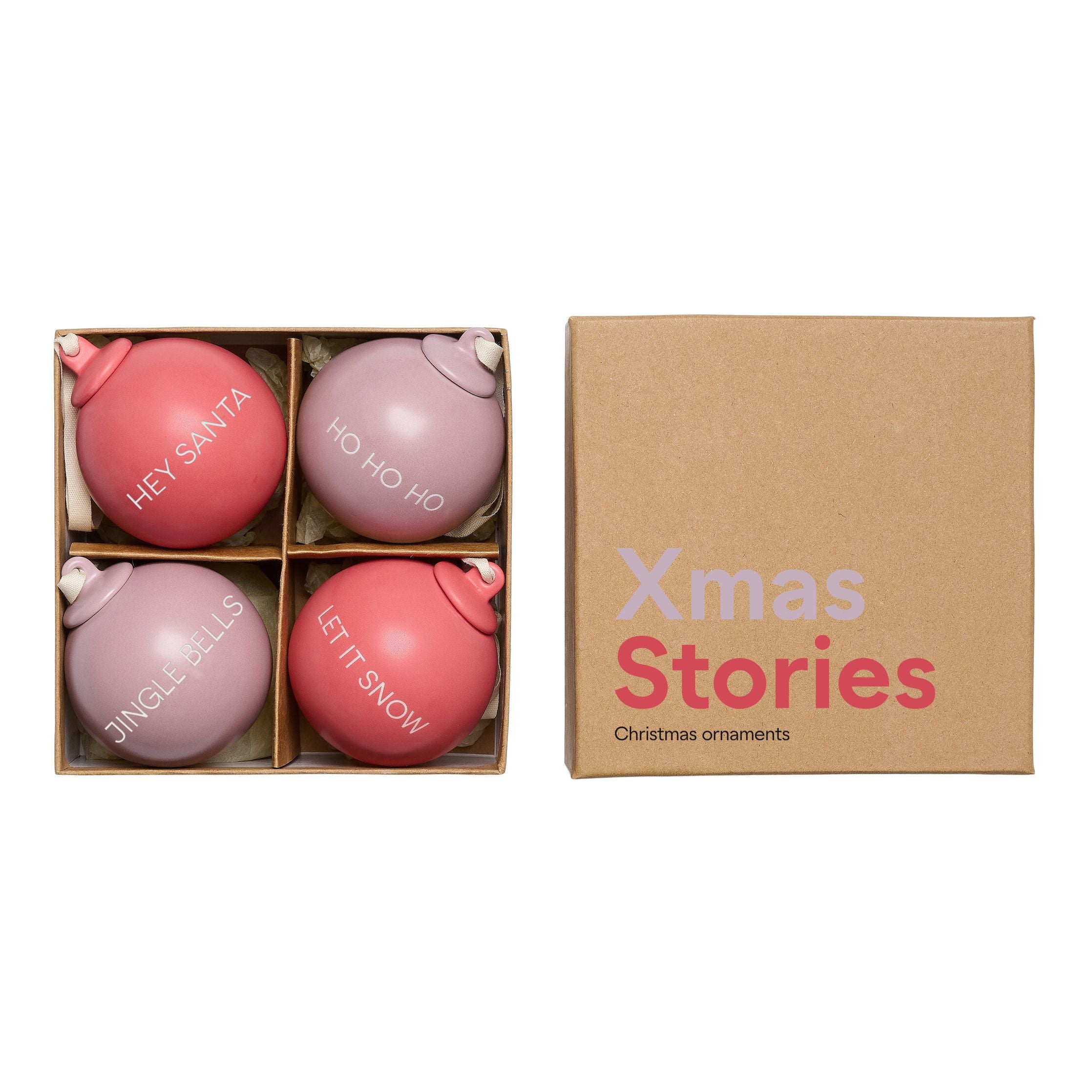 Lettres de conception histoires de Noël pendentifs balles 60 mm (ensemble de 4 pcs), lavande / rose fanée