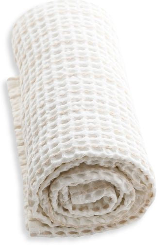 The Organic Company Big Waffle Towel And Blanket, Natural White/Stone
